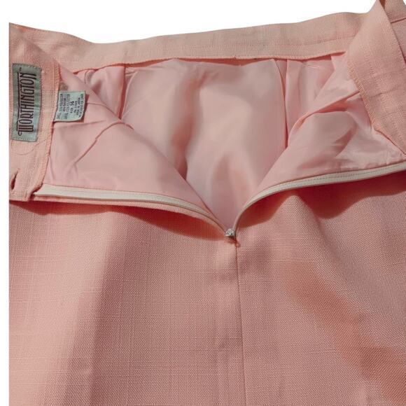 VINTAGE WORTHINGTON Long Midi Skirt 14 Pastel Pink Tailored Pocket Office Career - Picture 8 of 9